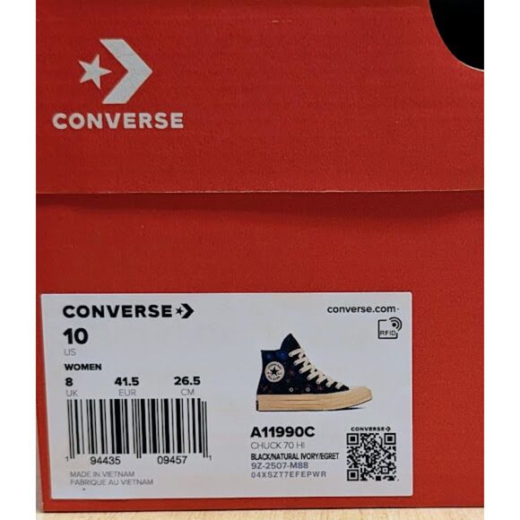 Converse Chuck 70 Black Floral Tapestry High Top Sneakers Women's 10 NIB - Picture 12 of 14